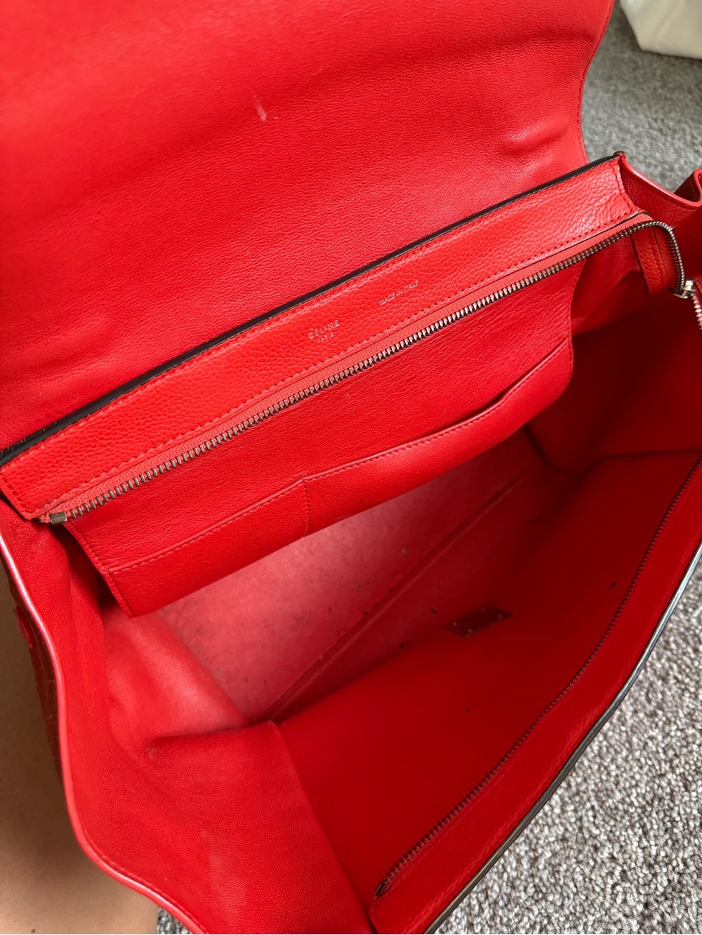 Celine Red Leather Trapeze Top-Handle Satchel - Picture 7 of 9